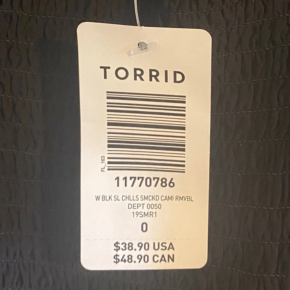 NWT - Torrid 0/12 - Black Smocked Challis Cropped Cami - Picture 10 of 10